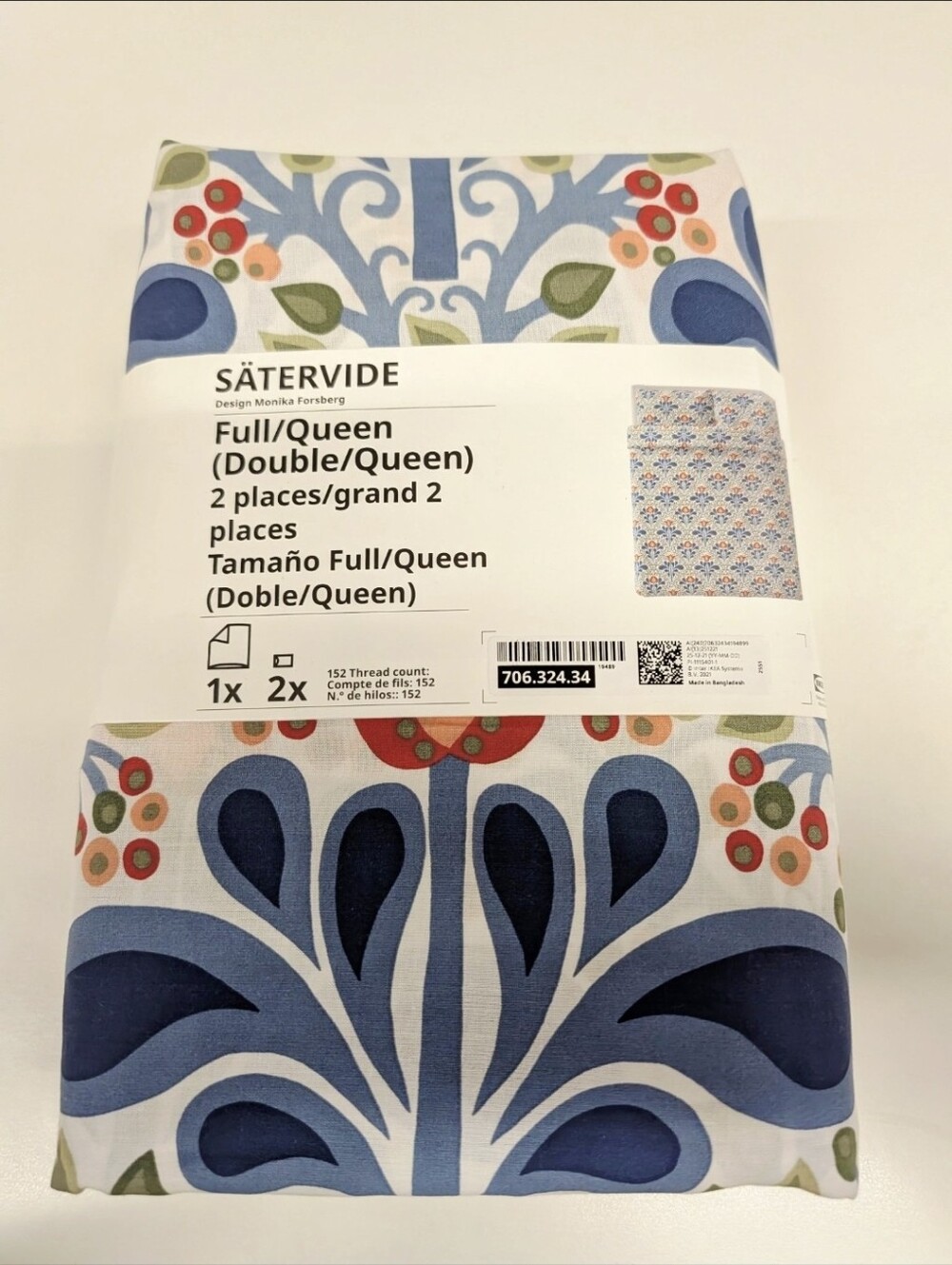 SÄTERVIDE Full/Queen Duvet Cover - Blue Floral